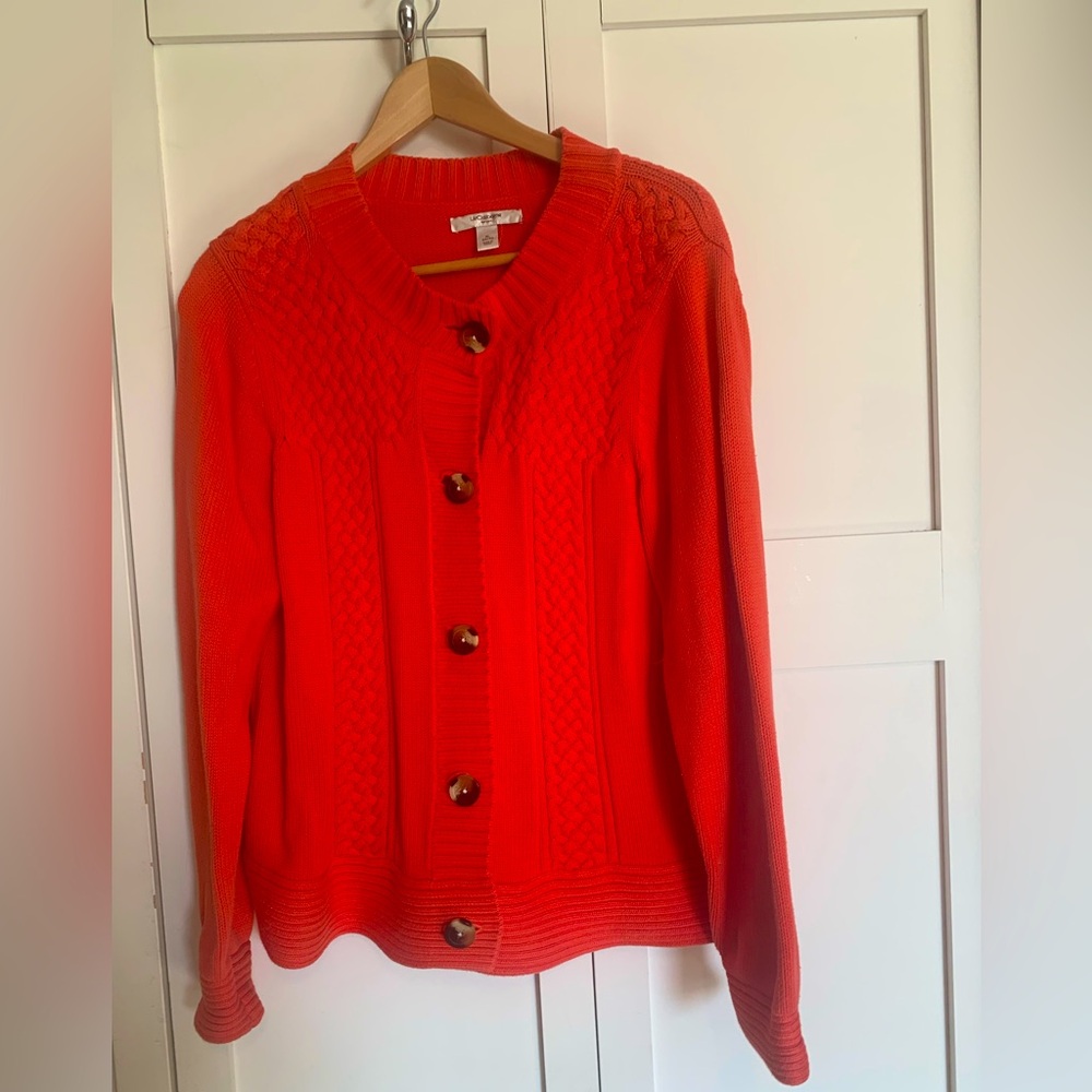 Liz Claiborne XL Orange Button Down Swater